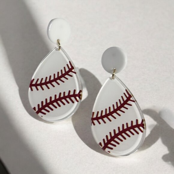 Acrylic Baseball Drop Earring - Picture 3 of 4